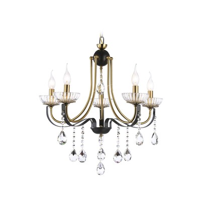 Люстра подвесная с хрусталём Ambrella light, Classic, TR4952, 5хE14, цвет чёрный, золото