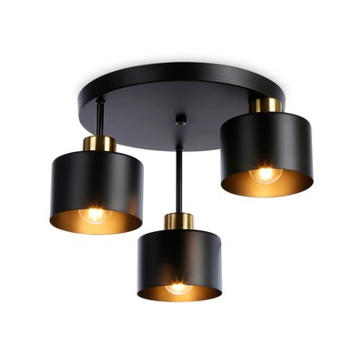Светильник подвесной в стиле лофт Ambrella light, Traditional, TR8121, 3хE27, цвет чёрный, латунь