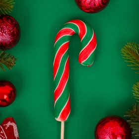 Карамель на палочке «Тутти-фрутти» трость красный/белый/зелёный, 30 г (комплект 4 шт)