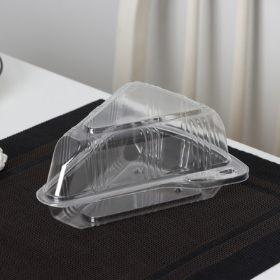 Контейнер пластиковый одноразовый с неразъёмной крышкой для кусочка торта, 8,5×11,5×6,5 см, 200 шт/уп