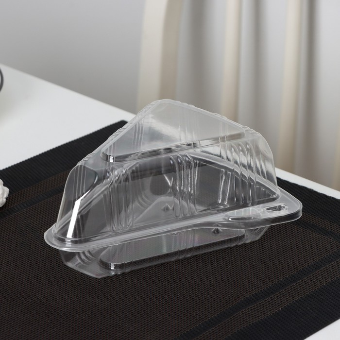 Контейнер пластиковый одноразовый с неразъёмной крышкой для кусочка торта, 8,5×11,5×6,5 см, 200 шт/уп - Фото 1