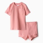 Комплект детский (футболка и шорты) MINAKU, цвет пыльно-розовый, рост 68-74 см - фото 3795990