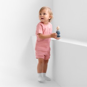 Костюм для девочки (футболка, шорты) MINAKU, рост 68-74 см, пыльно-розовый