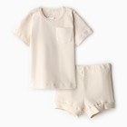 Комплект детский (футболка и шорты) MINAKU, цвет молочный, рост 62-68 см - фото 1970989