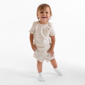 Костюм детский (футболка, шорты) MINAKU, рост 68-74 см, молочный