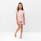 Пижама для девочки (футболка и шорты) MINAKU, цвет розовый, рост 104 см - фото 11096076