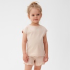 Пижама для девочки (футболка и шорты) MINAKU, цвет бежевый, рост 98 см - фото 11088357