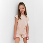 Пижама для девочки (футболка и шорты) MINAKU, цвет бежевый, рост 128 см - Фото 2
