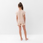 Пижама для девочки (футболка и шорты) MINAKU, цвет бежевый, рост 128 см - Фото 4