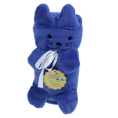 Плед - игрушка для новорождённых "Этель кидс" Котик синий, размер 60х90 см