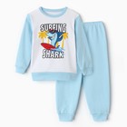 Пижама для мальчика (свитшот, брюки), цвет голубой/акула сёрфинг, рост 86 см - фото 320208563