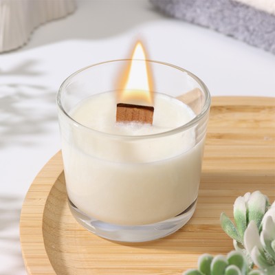 Свеча в стакане «Нежный кашемир», из соевого воска с деревянным фитилем, 65 г