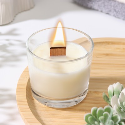 Ароматическая свеча в стакане «Марокканский апельсин», из соевого воска с деревянным фитилём, 65 г