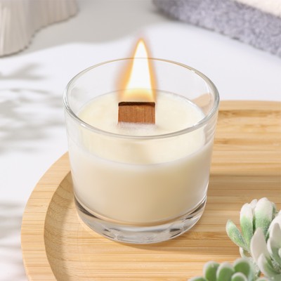 Ароматическая свеча в стакане «Черная смородина», из соевого воска с деревянным фитилём, 65 г