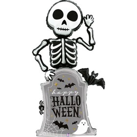 Шар фольгированный 67" фигура "Скелет на Хэллоуин" в инд. уп.