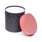 Набор круглых коробок 5в1 "Розово-черный горох", 25 × 25 ‒15 × 15 см - фото 22912126