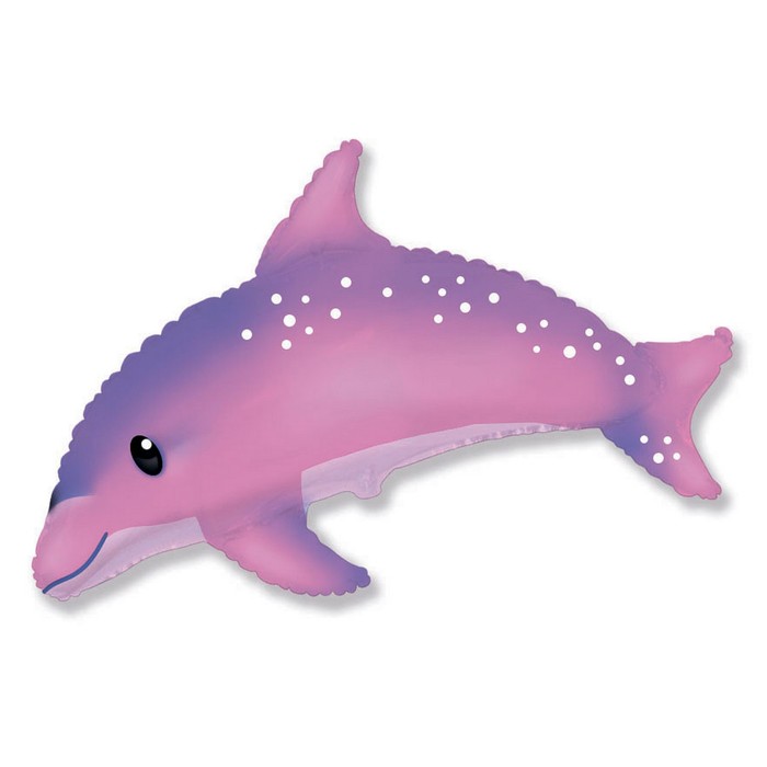 Шар фольгированный 15" мини-фигура "Дельфин", розовый - Фото 1
