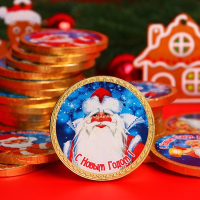 Шоколадная медаль  "Дед мороз и Снегурочка". 25 г 1004275