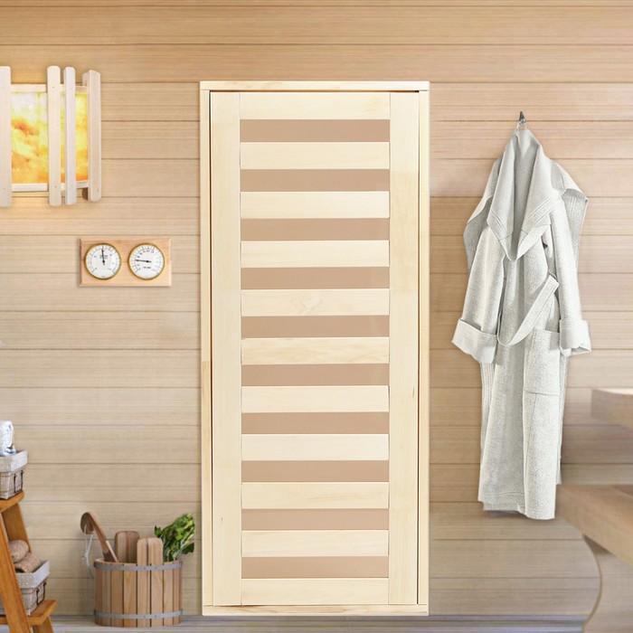 Дверь для бани и сауны стеклянная "Зебра", размер коробки 180х70 см, 4 мм - Фото 1