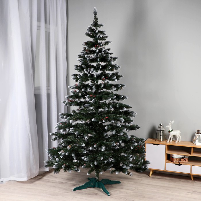 Искусственная ёлка с шишками и инеем «Принцесса», 220 см, ПВХ ветки отгибаются - Фото 1