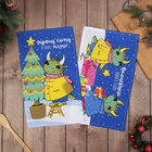 Набор кухонных полотенец «Доляна. Дракончики с подарками», 28×46 см - 2 шт., 100% хлопок, рогожка 164 г/м² - Фото 3