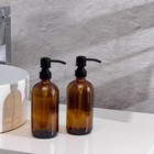 Набор дозаторов для ванной, по 500 мл, дымчатое стекло, цвет коричневый - фото 7505261
