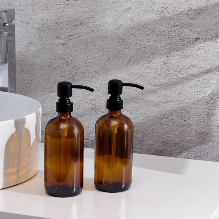 Дозаторы для мыла, по 500 мл, дымчатое стекло, коричневые - Фото 1