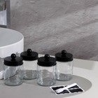 Набор баночек для ванной, 4 шт по 270 мл, стекло, цвет чёрный - фото 11108984