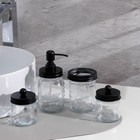 Набор аксессуаров для ванной, 4 предмета (дозатор, стакан для щёток, 2 банки), цвет чёрный - фото 7505274