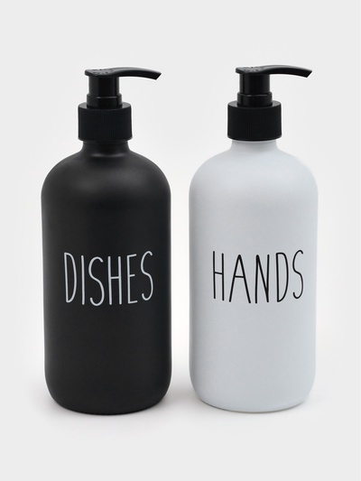 Набор дозаторов для мыла и моющего средства, 500 мл, стекло, чёрный, белый