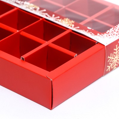 Коробка под 16 конфет «Новогодняя», 17.5×17.5×3.5 см