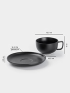 Чайная пара Magistro Carbon, 2 предмета: чашка 280 мл, блюдце d=16.5 см, фарфор, чёрная - Фото 2