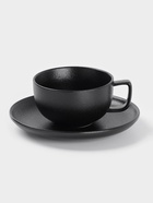 Чайная пара Magistro Carbon, 2 предмета: чашка 280 мл, блюдце d=16.5 см, фарфор, чёрная - Фото 3