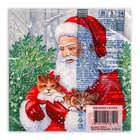 Салфетки новогодние бумажные Home Collection «Дед Мороз и котята», 3 слоя, 33×33 см, 20 шт. - Фото 3