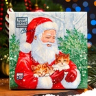 Салфетки новогодние бумажные Home Collection «Дед Мороз и котята», 3 слоя, 33×33 см, 20 шт. - Фото 4