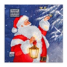 Салфетки новогодние бумажные Home Collection «Дед Мороз и синичка», 3 слоя, 33х33 см, 20 шт - Фото 2