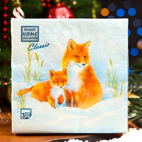 Салфетки бумажные Home Collection «Лисички», 3 слоя, 33х33, 20 шт. 9896673