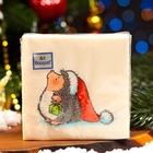 Салфетки новогодние бумажные Art Bouquet «Ёжик», 2 слоя, 20х20 см, 30 шт - Фото 4