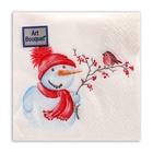 Салфетки новогодние бумажные Art Bouquet «Милый снеговик», 2 слоя, 20х20 см, 30 шт. - Фото 2