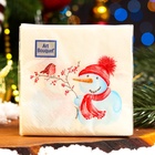 Салфетки новогодние бумажные Art Bouquet «Милый снеговик», 2 слоя, 20х20 см, 30 шт. - Фото 4