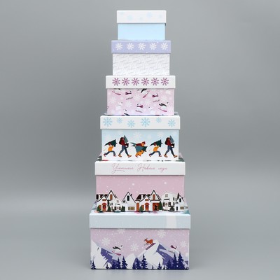 Набор подарочных коробок 6 в 1 «С Новым годом», 10×10×6 – 20×20×11 см