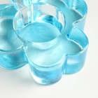 Стеклянный подсвечник на 1 свечу «Клевер», голубой, 3.2×9.6 см, 40мл - фото 25479699