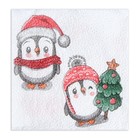 Салфетки новогодние бумажные «Пингвины» 1 слой, 24×24 см, 50 шт. - Фото 2