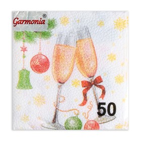 Салфетки новогодние бумажные «Шампанское» 1 слой, 24?24 см, 50 шт. (комплект 4 шт)