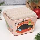 Набор кухонных полотенец «Доляна», бежевый, 35×60 см - 4 шт., 100% хлопок, вафля 220 г/м² - Фото 1