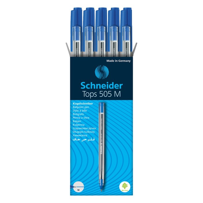 Ручка шариковая Schneider "Tops 505 M", узел 1.0 мм, синие чернила, прозрачный корпус