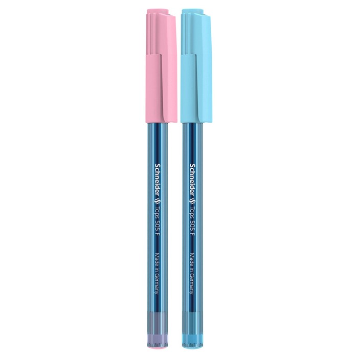 Ручка шариковая Schneider "Tops 505 F Bubble Gum", узел 0.8 мм, синие чернила, прозрачный корпус