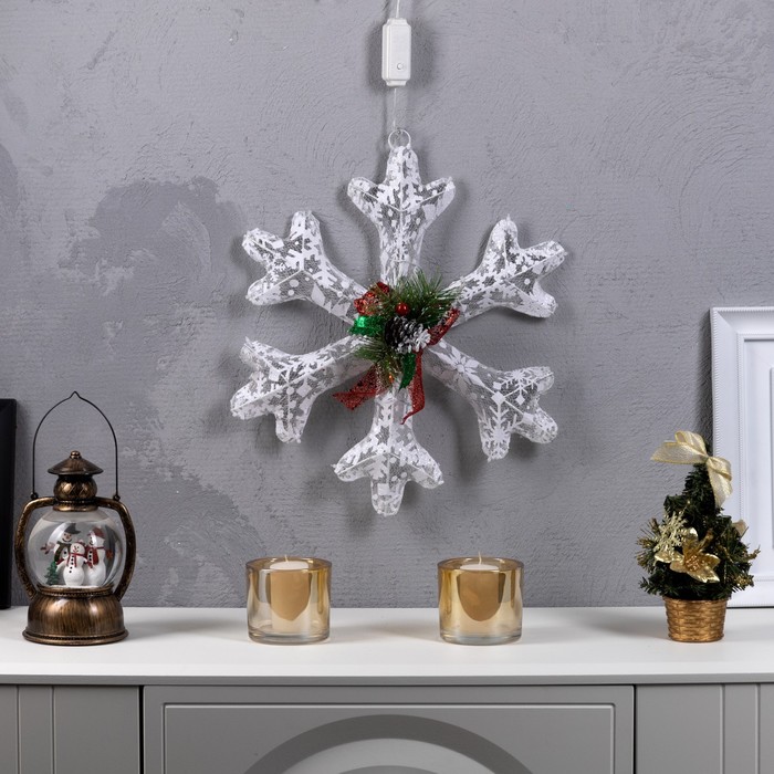 Светодиодная фигура «Снежинка» 30 см, металл, 220 В, свечение мульти - фото 1907847061