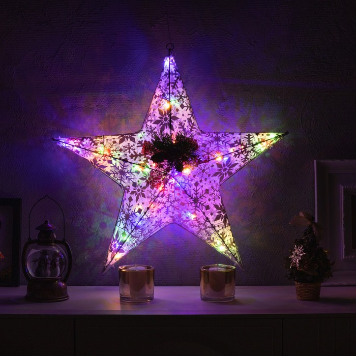 Светодиодная фигура «Звезда» 30 см, металл, 220 В, свечение мульти - фото 1907847069