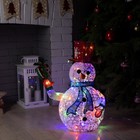 Светодиодная фигура «Снеговик» 33 × 65 × 27 см, металл, текстиль, 220 В, свечение мульти - Фото 1